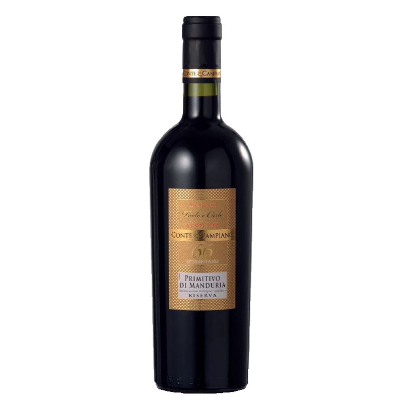 Conte di Campiano Primitivo di Manduria Riserva D.O.C. 0.75L raudonasis vynas iš Apulijos, Italija